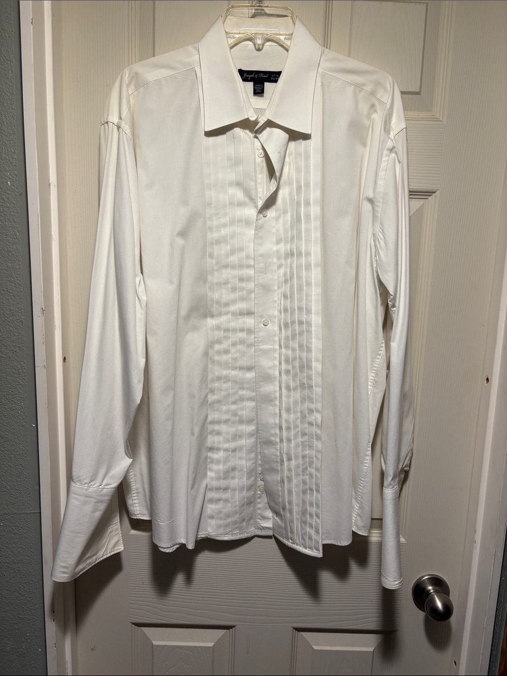 Joseph Abboud White Pintuck Front Dress Shirt